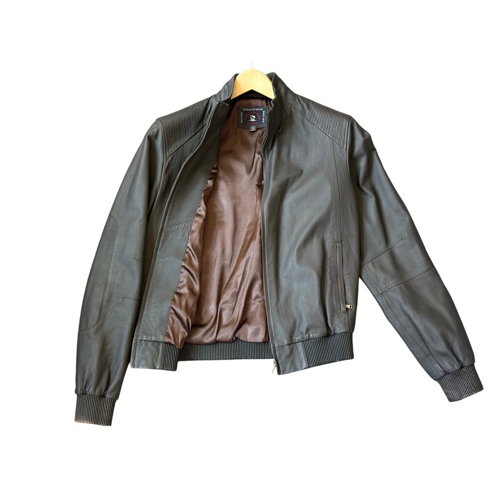 Giorgio Di Mare Perforated Leather Bomber Jacket Size L